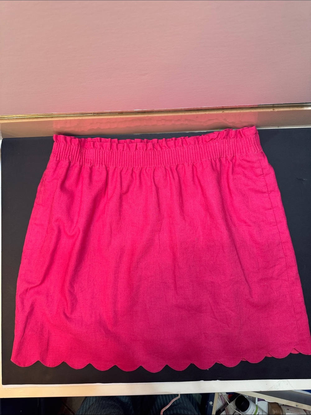 J. Crew Hot Pink Scallop Hem Mini Skirt